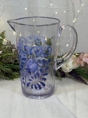Artisan de Luxe Rose Blue SCROLL Acrylic Tall Pitcher New Rare